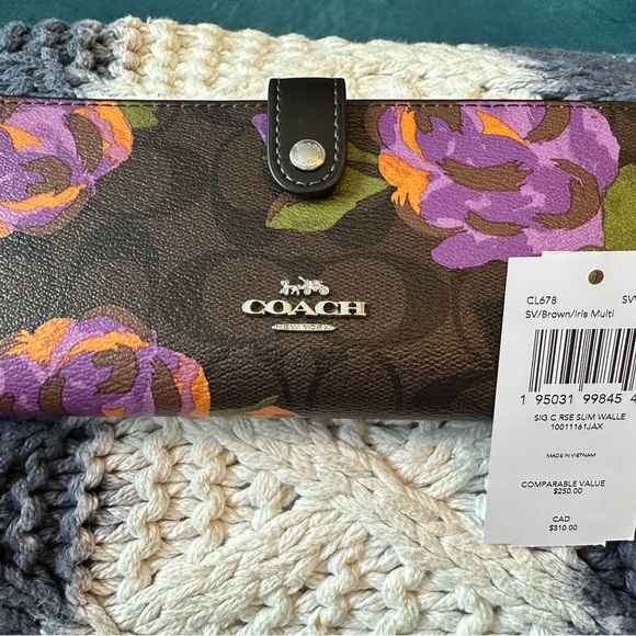 Coach Brown Wallet with Purple Floral Design - Picture 5 of 5